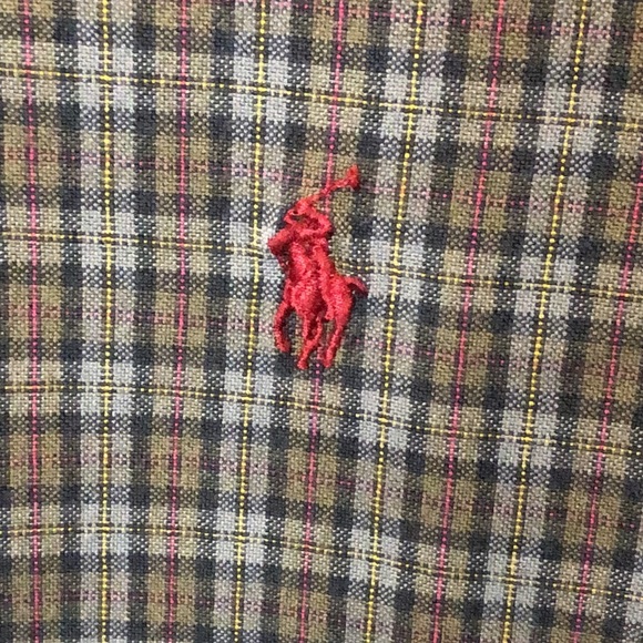 RALPH LAUREN Long Sleeve Olive Green Plaid Button Down Dress Shirt Sz Large - Picture 7 of 12